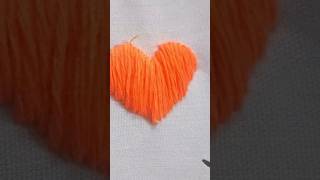 Padded satin stitch heart Sign hand embroidery tutorial shorts video [upl. by Ttenaj129]