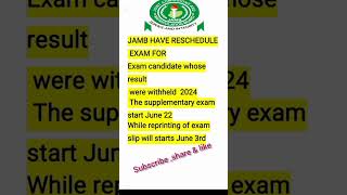 JAMB NEWS  Jamb new exam and reprinting date for candidate whose result were withheld2024 [upl. by Wojcik]