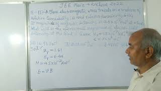 A plane electromagnetic wave travels in a medium of relative permeability 161 and [upl. by Nobie]