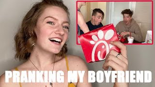 PRANKED MY BOYFRIEND with ChickFilA  Elyssa Joy [upl. by Crescentia]