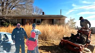 COPS SHOWED UP while mowing OVERGROWN property  I had NO IDEA who OWNED it UNTIL [upl. by Orutra944]