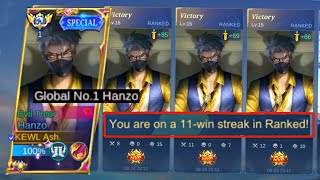 TOP 1 GLOBAL HANZO 1 HIT BUILD AUTO WINSTREAK  must try [upl. by Htiffirg]