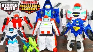 Transformers Rescue Bots Academy Optimus Prime Medix Saves New Autobos Flip Racers from Soundwave [upl. by Cirre709]