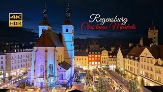 Regensburg Christmas Markets amp Rainy Night Walk around Town  4K HDR [upl. by Boni]