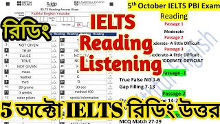 5 October ielts reading and listening answers ielts exam review ielts reading answers [upl. by Mendoza138]