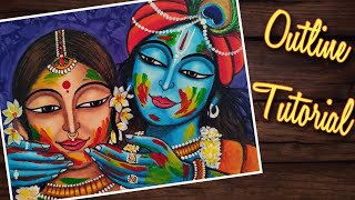 Holi Special Drawing Radha Krishna  Holi Drawing Easy Step by Step  Radha Krishna Playing Holi [upl. by Nitram]