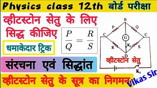 व्हीटस्टोन सेतु का सिद्धांत।wheatstone brigde class12 wheatstone setu by Vikas sir [upl. by Moria]