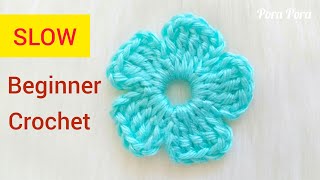 How To Crochet A Simple Flower I Step by Step Crochet Flower Tutorial For Beginners [upl. by Northway938]