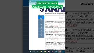 DECLARATIA UNICA actualizata  descarcare shorts anaf [upl. by Yeneffit]