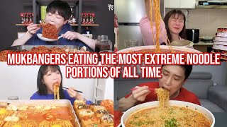 mukbangers eating the most EXTREME noodle portions of all time [upl. by Aimak126]