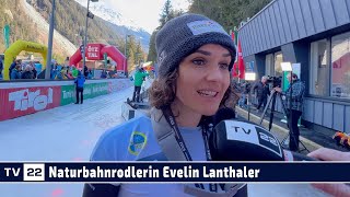 SPORT TV22 Evelin Lanthaler im Interview beim WeltcupFinale Naturbahnrodeln in Umhausen 2023 [upl. by Airotkiv]