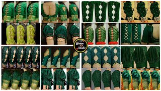 💚green colour blouse designs 2024green blouse designblouse designsleeves designbahi designgreen [upl. by Jerz]