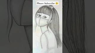 Girl with Face Mask Drawing  How to Draw a Girl with Maskstep by step shorts drawinggirlfacemask [upl. by Massey]