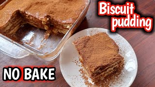 Biscuit Pudding In 10 Minutes  No Bake Biscuit Pudding  Chocolate Biscuit Pudding [upl. by Cohleen]