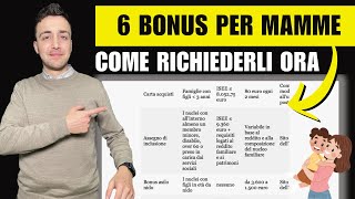 6 BONUS per MAMME nel 2024 lavoratrici disoccupate e casalinghe [upl. by Seligmann]