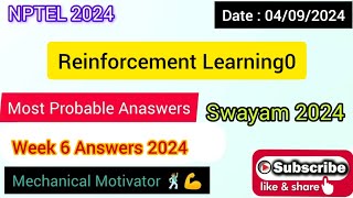 Reinforcement Learning WEEK 6 Quiz  Assignment 6 Solution  NPTEL  SWAYAM 2024 [upl. by Lucic]