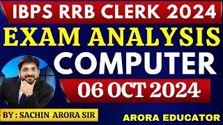 IBPS RRB Clerk Mains Computer Analysis 2024  Computer Analysis IBPS RRB Computer Mains  Sachin Sir [upl. by Eedrahc]