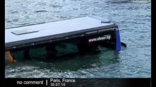 A bus Slides into Seine river in Paris [upl. by Joey895]