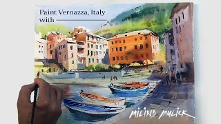 Vernazza  Demo by Milind Mulick  Watercolor Painting  Watercolor Drawing [upl. by Janaye]