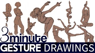 GESTURE DRAWING PRACTICE SESSION 3 minute poses NO PRESSURE TIMELAPSE [upl. by Sicnarf197]