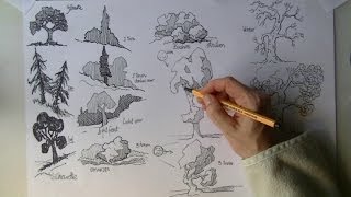 Easy TREES for beginners drawing in Landscape [upl. by Bokaj293]