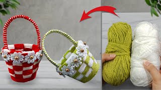 Make a flower vase from a Paper Cup and woolen yarn  Woolen Flowers vase craft idea 🌹🌺  Home Decor [upl. by Marty]