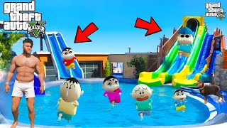 GTA 5  Franklin amp Shinchan Going to WATERPARK amp Swimming in POOL in GTA 5  JSS GAMER [upl. by Einalem]