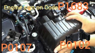 Engine sign on Code p1683 p0102 p0107 And Throttle body reset Honda City 15 Aspire [upl. by Fredette]