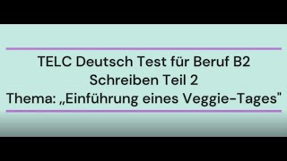 Thema Einführung eines VeggieTagesquotSchreiben B2 ForumsbeitragTELC DEUTCH TEST für BERUF B2 [upl. by Delainey538]