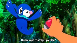 ASH CAPTURA A POPPLIO NUEVO POKEMON INICIAL DE ASH [upl. by Anelra]