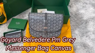 Goyard Belvedere Pm Grey Messenger Bag CanvasCowhide High Quatity Shoulder Bag Review [upl. by Yelbmik]