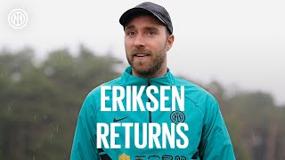 WELCOME BACK CHRISTIAN Eriksen returns to the Suning Training Centre 🤗⚫🔵 [upl. by Idelia]