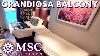 MSC Grandiosa Balcony Cabin Stateroom Tour 14084 MSC Cruises [upl. by Sherye683]