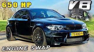 650HP BMW 1M V8  330KMH REVIEW on AUTOBAHN [upl. by Akcirderf]