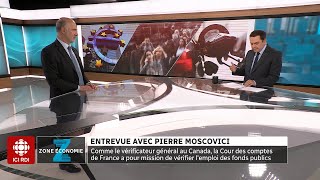 Zone économie  Entrevue avec Pierre Moscovici [upl. by Rancell]