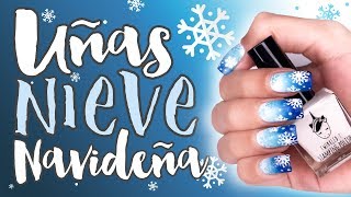 Uñas NIEVE de NAVIDAD · MANICURA FACIL ❄️☃️ [upl. by Aikemot916]