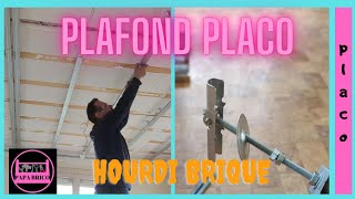 COMMENT POSER UN PLAFOND PLACO SOUS HOURDI BRIQUE EN SUSPENTE BASCULE [upl. by Ibrek]