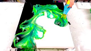 535  EMERALD Greens Create A Gorgeous Blow Out with just 3 Ingredients  Acrylic Pouring [upl. by Meneau]