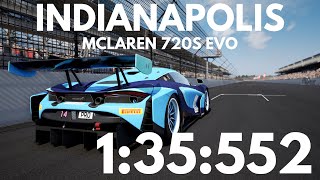 MCLAREN 720S GT3 EVO INDIANAPOLIS SETUP  HOTLAP  ACC 19  Abe Santema [upl. by Perusse]