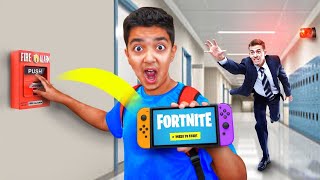 Little Brother PULLS Fire Alarm To SKIP SCHOOL And To Play Fortnite [upl. by Eatnad]