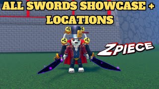 ALL SWORDS SHOWCASE  LOCATIONS  Z Piece [upl. by Itsuj621]