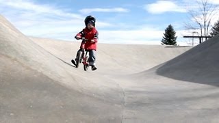 A 3 year old and his Strider bike in the skate park Strider bikes rule [upl. by Beverley967]