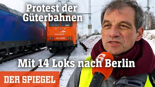 Protest der Güterbahnen Mit 14 Loks nach Berlin  gegen Haushaltseinsparungen der Regierung [upl. by Peacock]