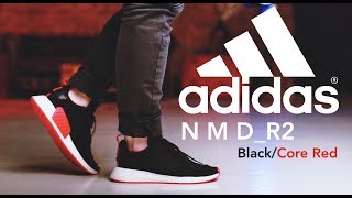 ADIDAS NMD R2 BlackCore Red  On Feet [upl. by Pogah]