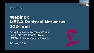 Webinar Doctoral Networks 2024 call under Marie SkłodowskaCurie Actions MSCA [upl. by Anirres]