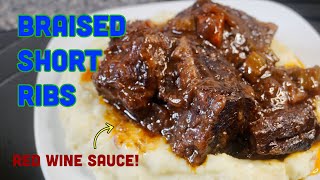 Braised Short Ribs w Red Wine Sauce  How to Make Braised Short Ribs [upl. by Elwyn]