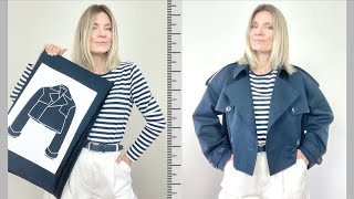 How to sew cropped trench coat 🧵 [upl. by Flam]