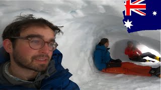 Camping In The Snow For a Week Part 2  Building a Snow Cave Using Ice Axe and Crampons [upl. by Ives]