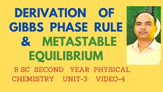 Derivation of Gibbs phase rule amp Metastable Equilibrium physicalchemistry B SC PT 2 U3 PHASE V4 [upl. by Nered]