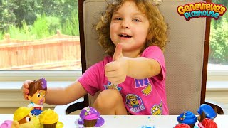 Genevieve makes Toy Cupcakes for Paw Patrol with Icing and Sprinkles [upl. by Daraj]